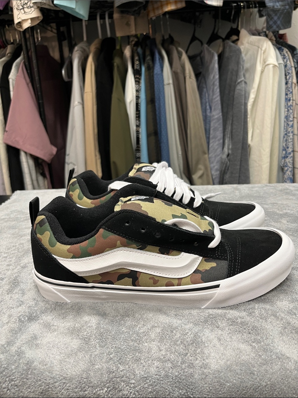 Vans Knu Skool Black & Green Camo Sneakers